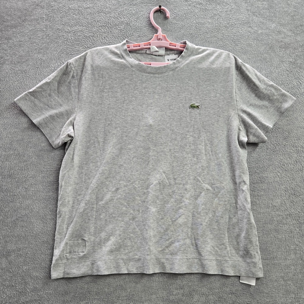 Lacoste Classique Men Shirt S Gray Cotton Logo Short Sleeve READ